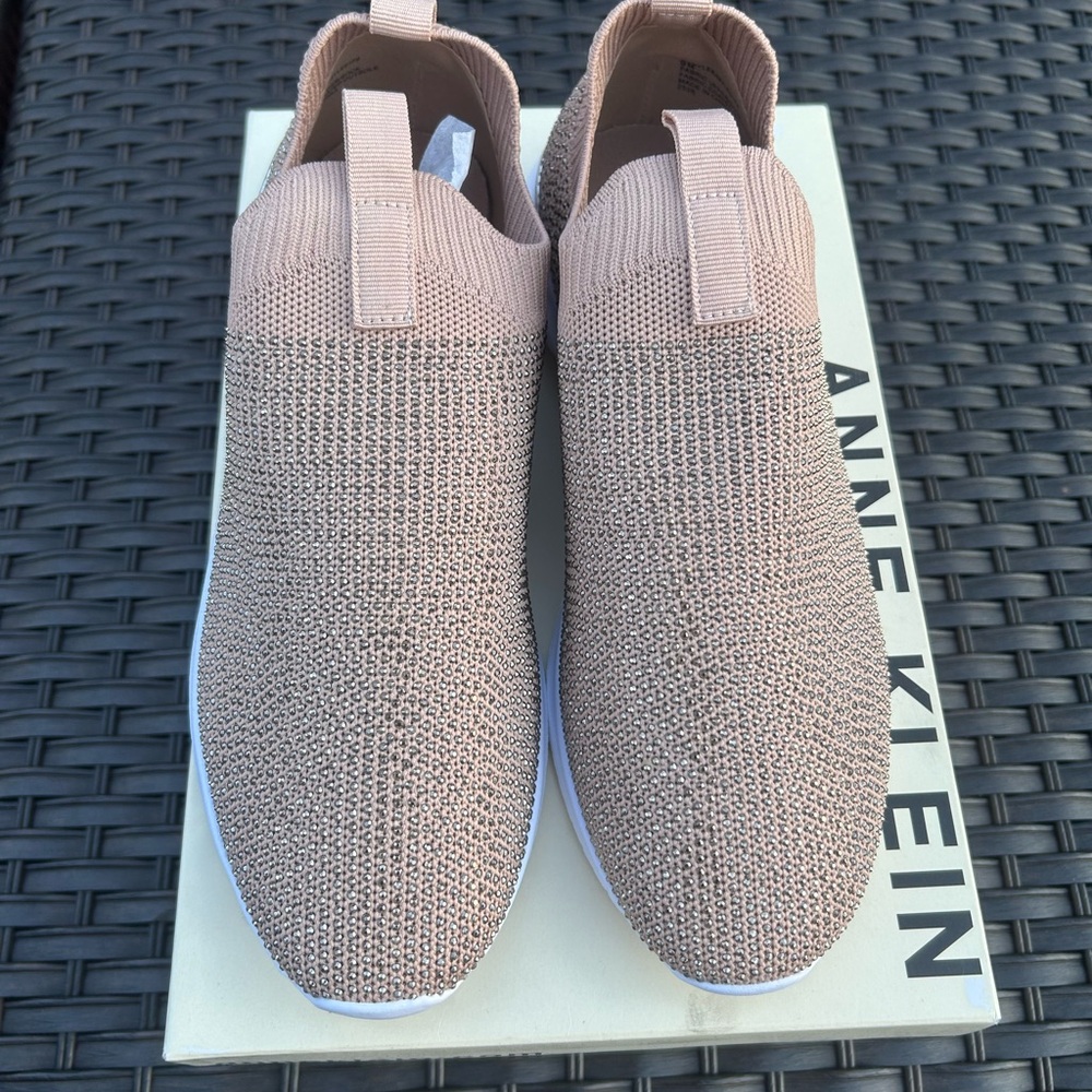 Anne Klein Women's Slip-On Knit Sneakers in Blush
